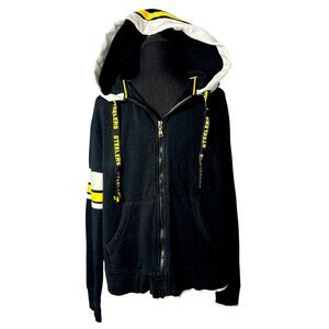 Wear Mens Black Pittsburgh Steelers Full Zip Hoodie XL Cotton Logo NFL Football